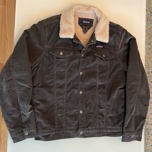 Patagonia Fleece Corduroy Dark Gray Jacket Size M